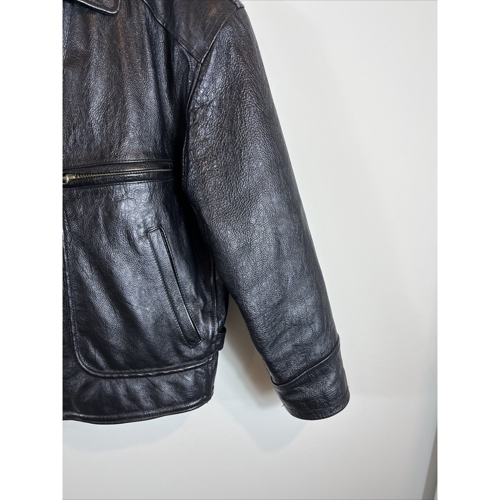 Vera Pelle Italian Della Legge 883 Black Leather Bomber Jacket Coat Mens Size 46 - Picture 6 of 16